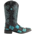 Фото #1 товара Ferrini Patchwork Embroidered Square Toe Cowboy Mens Black, Blue Casual Boots 1