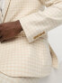 ASOS DESIGN wedding skinny suit jacket in linen mix in gingham in camel