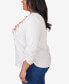 ფოტო #2 პროდუქტის Plus Size Scottsdale Falling Floral Embroidered Henley Top