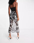 Fashionkilla mesh midi skirt in newspaper print