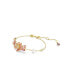 Mixed Cuts, Flower, Pink, Gold-Tone Gema Bracelet