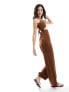 The Frolic tahiti ring tie detail beach jumpsuit in dark brown