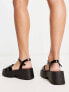 Glamorous Wide Fit cross strap platform sandals in black