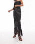 Topshop satin lace mix fishtail maxi skirt in black 34 - фото #2