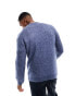 ASOS DESIGN knitted crew neck plush jumper in denim blue