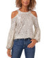 ფოტო #1 პროდუქტის Women's Sequined Long Sleeve Cold-Shoulder Blouse