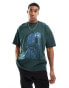 Фото #1 товара ASOS DESIGN oversized t-shirt in dark green with NYC front print