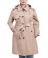 Фото #1 товара Women's Plus Size Belted Hooded Water-Resistant Trench Coat