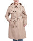 ფოტო #1 პროდუქტის Women's Plus Size Belted Hooded Water-Resistant Trench Coat