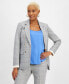 Фото #1 товара Women's Plaid Faux Double-Breasted Blazer, Created for Macy's