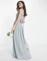 Фото #2 товара TFNC Bridesmaid bow back maxi dress in sage green