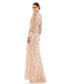 ფოტო #2 პროდუქტის Women's Sequined Wrap Over Bishop Sleeve Gown