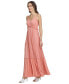 Фото #3 товара Women's Solid Tiered Pleated Sleeveless Mesh Maxi Dress