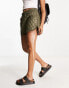 AllSaints Queti quilted shorts in khaki