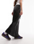 Фото #2 товара Topshop Tie Front Circle Satin skirt in black