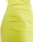 Фото #4 товара Bershka racer neck ruched maxi dress in lime