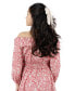 ფოტო #3 პროდუქტის Big Girls Off-The-Shoulder Paisley Poplin Dress with Hair Clip