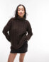 Фото #1 товара Topshop knitted chunky rib oversized funnel jumper in brown