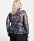 ფოტო #2 პროდუქტის Trendy Plus Size Shine Mesh Mock-Neck Top, Created for Macy's