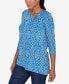 ფოტო #7 პროდუქტის Petite Ring Neck Medallion Puff Printed Knit Top with Asymmetric Hem