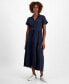 ფოტო #1 პროდუქტის Women's Cotton Collared Tiered Maxi Dress