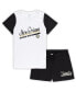 Women's White, Black New Orleans Saints Plus Size Downfield T-shirt and Shorts Sleep Set