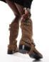 Фото #3 товара Stradivarius leather biker boot in beige