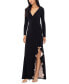 ფოტო #3 პროდუქტის Women's Long-Sleeve Draped Contrast-Slit Dress