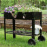 43 in Galvanized Steel Mobile Raised Garden Bed Cart - Black