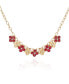 Gold-Tone Rose Glass Stones Necklace, 18" + 3" Extender