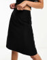 Фото #4 товара Reclaimed Vintage awkward length midi skirt in black pinstripe