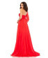 ფოტო #3 პროდუქტის Women's Chiffon One Shoulder Slit Sleeve Flowy Gown