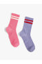 Фото #4 товара 2'li Soket Çorap Seti Şerit Detaylı