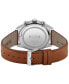 ფოტო #3 პროდუქტის Men's Chronograph Champion Brown Perforated Leather Strap Watch 44mm