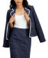 Women's Check Print Contrast Trim Skirt Suit, Regular and Petite Sizes