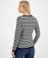 Women's Striped V-Neck Long-Sleeve Sweater blk/ivory, XS - фото #2