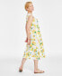 Фото #2 товара Women's 100% Linen Floral-Print Sleeveless Midi Dress, Created for Macy's
