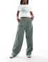 Фото #1 товара Vero Moda wide leg dad trousers in khaki green