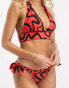 Фото #2 товара New Look halterneck bikini top in red swirl print