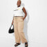 Women's Mid-Rise Wide Leg Cargo Beach Pants - Wild Fable Light Taupe 2X
