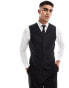 Фото #2 товара ASOS DESIGN slim linen mix suit waistcoat in black