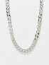 WFTW crystal encrusted chunky curb chain in silver