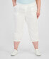 Фото #1 товара Plus Size Mid Rise Pull-On Cargo Capri Pants, Created for Macy's