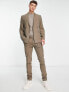 Topman super skinny herringbone suit trousers in brown