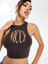 Фото #1 товара Nicce able cropped vest top in brown with chest logo print