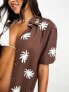 Rhythm blair short sleeve linen shirt in chocolate