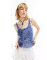 Фото #1 товара COLLUSION Y2K applique ribbed vest in washed blue