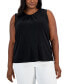 Фото #1 товара Plus Size Pleat-Neck Sleeveless Top