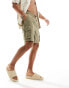 Native Youth mid length cargo pocket shorts in khaki