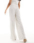 Фото #4 товара Stradivarius linen look pull on trouser in natural stripe